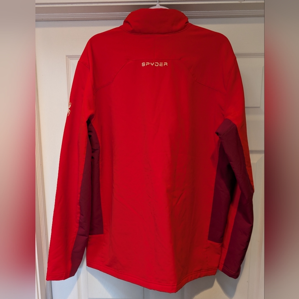 Spyder Men's Two Tone Red 1/4 Quarter Zip Weather Resistant Pullover Jacket XXL - Picture 2 of 14